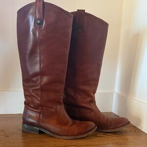 Frye Chestnut Leather Heeled Boots